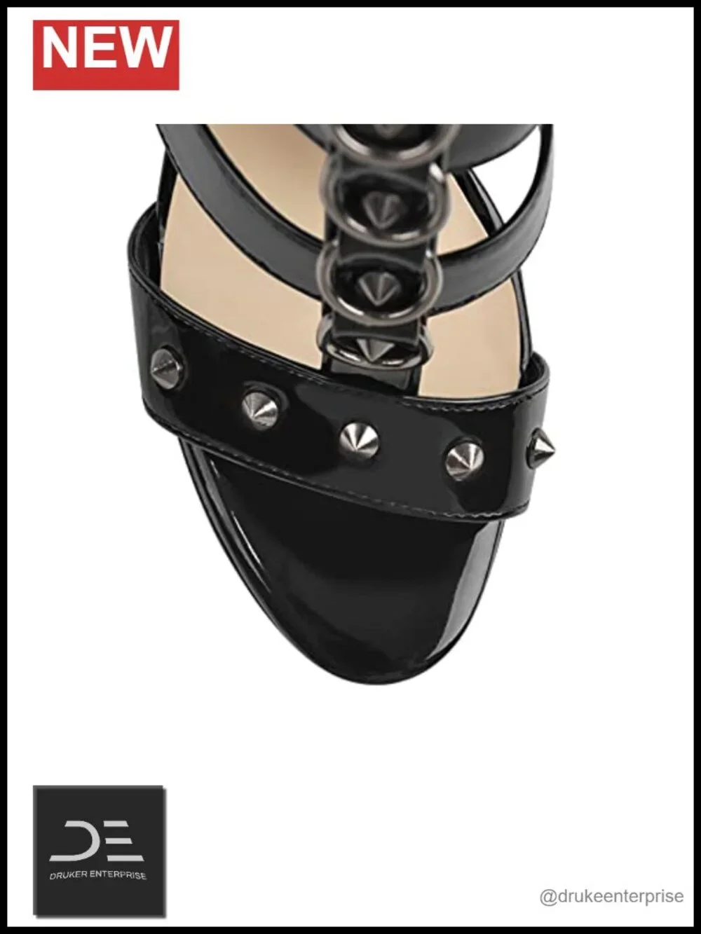 Studded Platform Stiletto Heels Sandals with Buckle Ankle Strap Open Toe